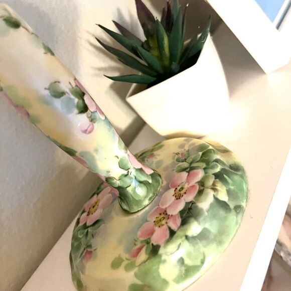 Vintage hand painted mirror white with green and pink 1970s - Picture 4 of 5